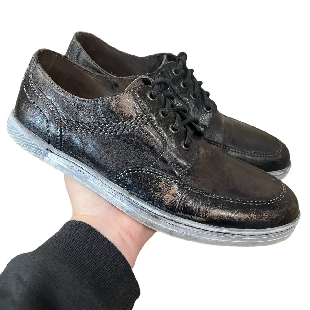 BED STU Men’s Leather Sneaker Navy Over-Dye Distressed Size 8